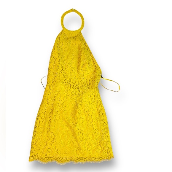 Superdown Samara Gold Halter Mini Dress Size XS New With Tags Yellow Revolve - Picture 4 of 12